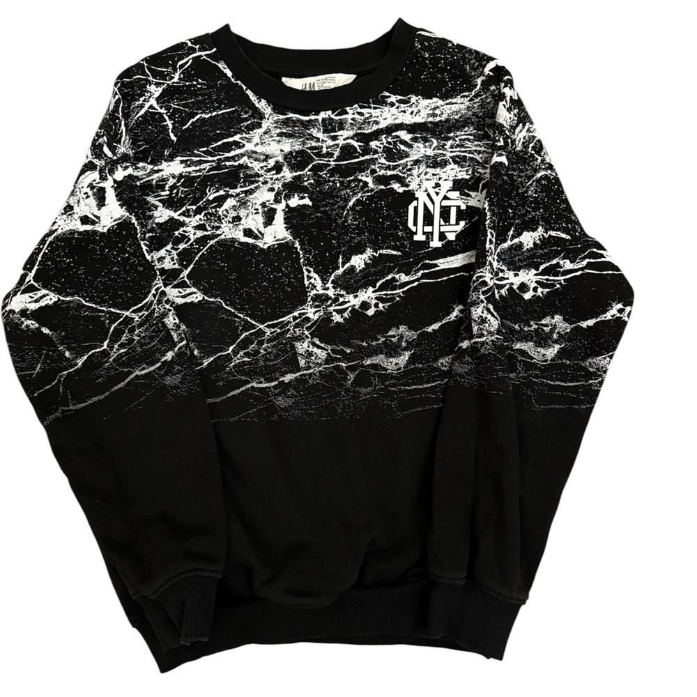 Black and White Marble Print Kids Sweater